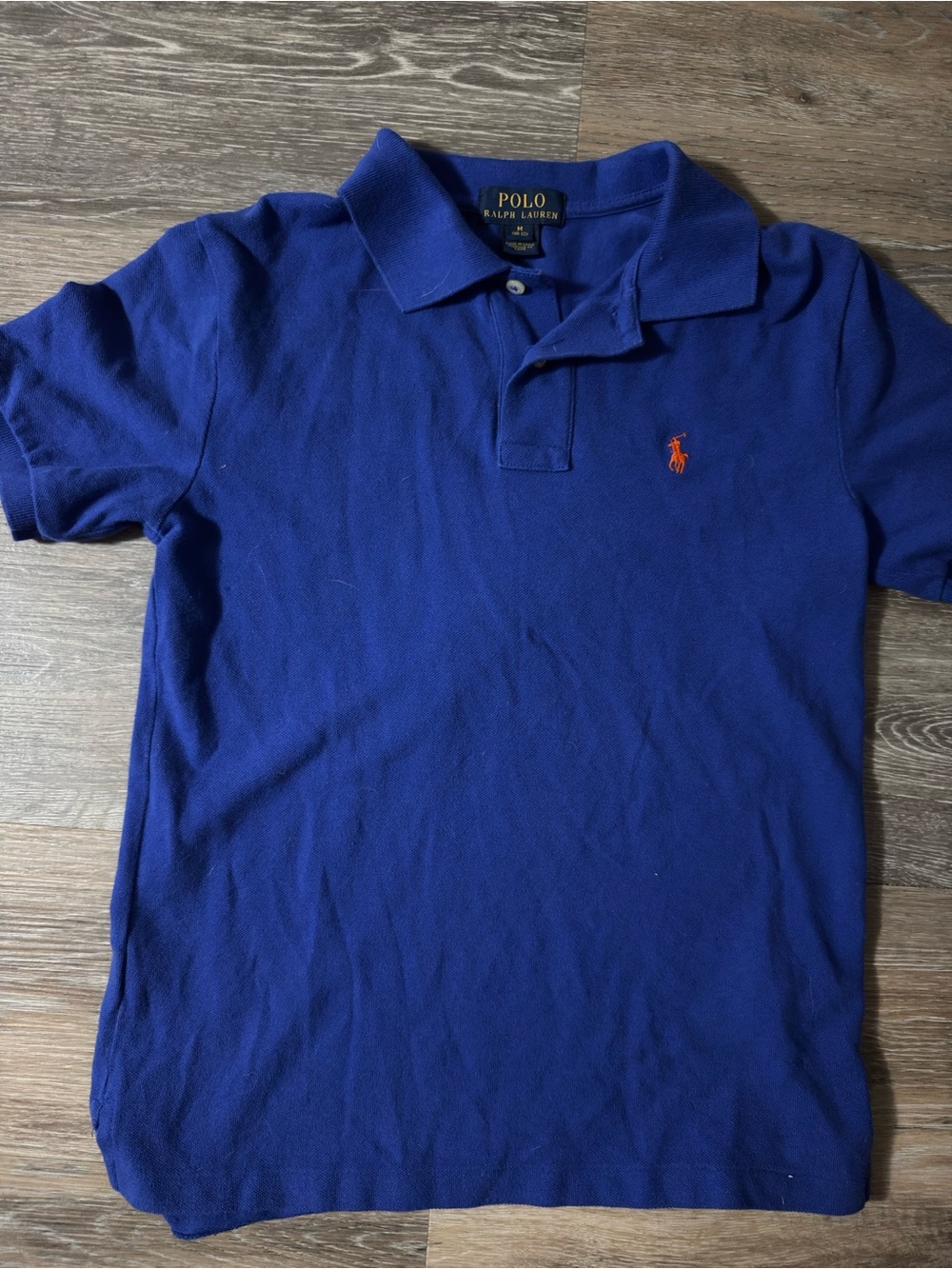 Boy's Polo by Ralph Lauren Royal Blue Short-Sleeve Polo with Orange Logo